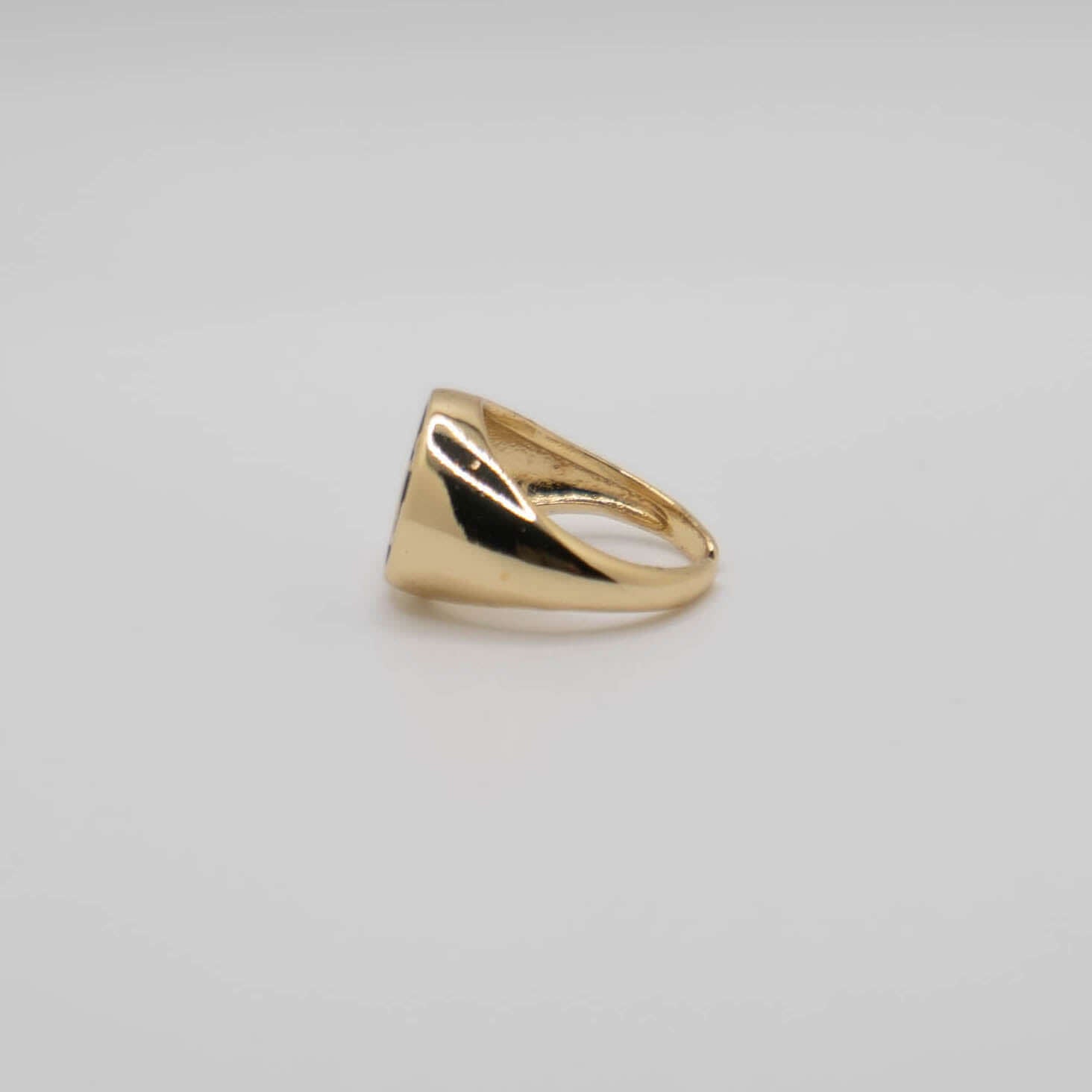 Black Enamel Gold Smiley Ring