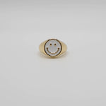 Load image into Gallery viewer, White Enamel Gold Smiley Ring
