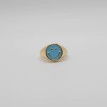 Load image into Gallery viewer, Blue Enamel Gold Smiley Ring
