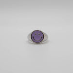 Load image into Gallery viewer, Purple Enamel Silver Smiley Ring

