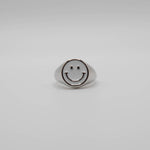 Load image into Gallery viewer, White Enamel Silver Smiley Ring
