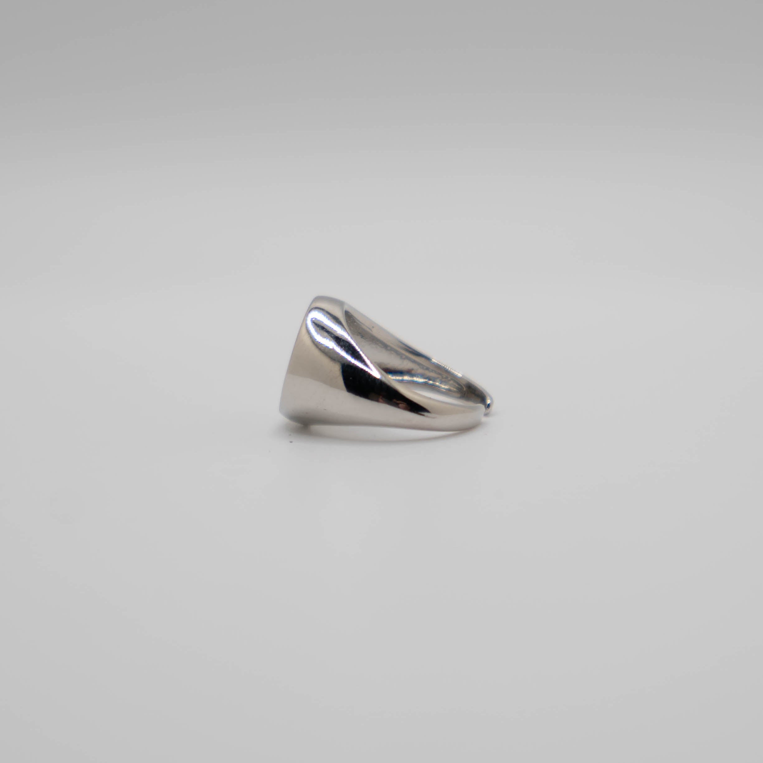 Black Enamel Silver Smiley Ring