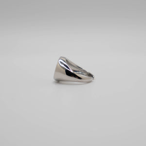 Black Enamel Silver Smiley Ring