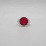 Load image into Gallery viewer, Pink Enamel Silver Smiley Ring
