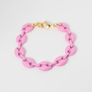 Light Pink Enamel Anchor Chain Bracelet
