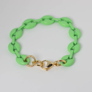Green Enamel Anchor Chain Bracelet