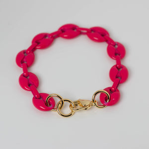Pink Enamel Anchor Chain Bracelet