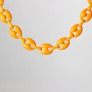 Orange Enamel Anchor Chain Necklace