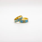 Load image into Gallery viewer, Light Blue Enamel Gold Evil Eye Stacks Ring Set
