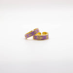 Load image into Gallery viewer, Purple Enamel Gold Evil Eye Stacks Ring Set
