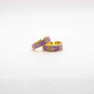 Purple Enamel Gold Evil Eye Stacks Ring Set