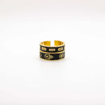 Load image into Gallery viewer, Black Enamel Gold Evil Eye Stacks Ring Set

