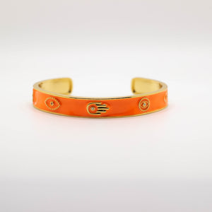 Orange Enamel Evil Eye Bengal Bracelet