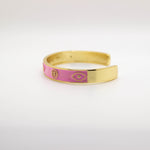 Load image into Gallery viewer, Light Pink Enamel Evil Eye Bengal Bracelet
