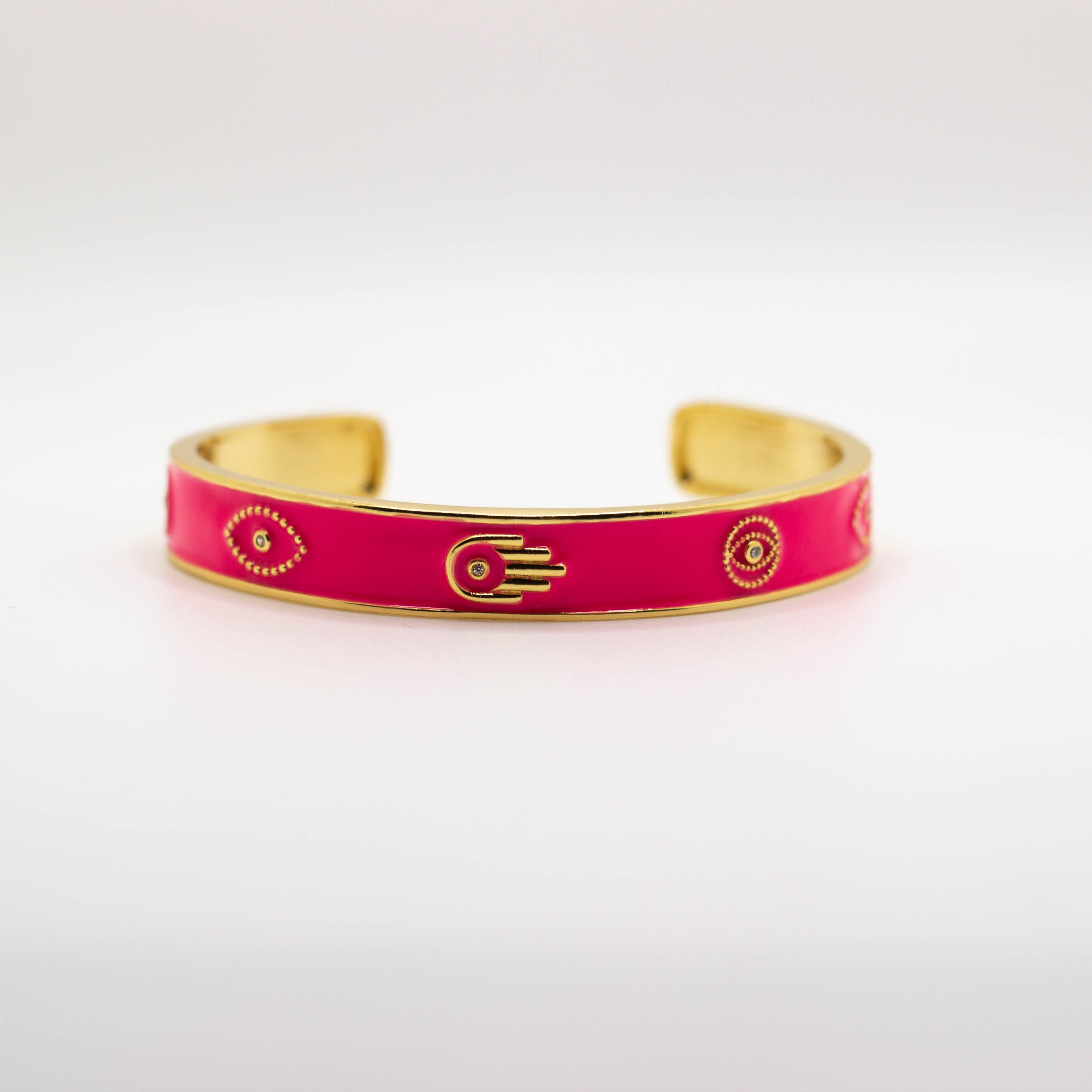 Pink Enamel Evil Eye Bengal Bracelet