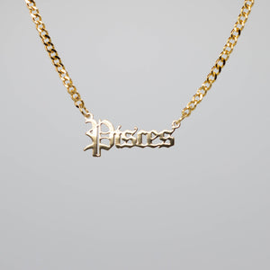 Gold Pisces Zodiac Necklace